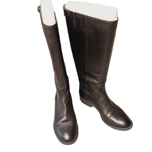 ARTURO CHIANG BLACK RIDING BOOTS WOMENS SIZE 7M LEATHER BIKER MINIMALIST NEUTRAL - Picture 4 of 10